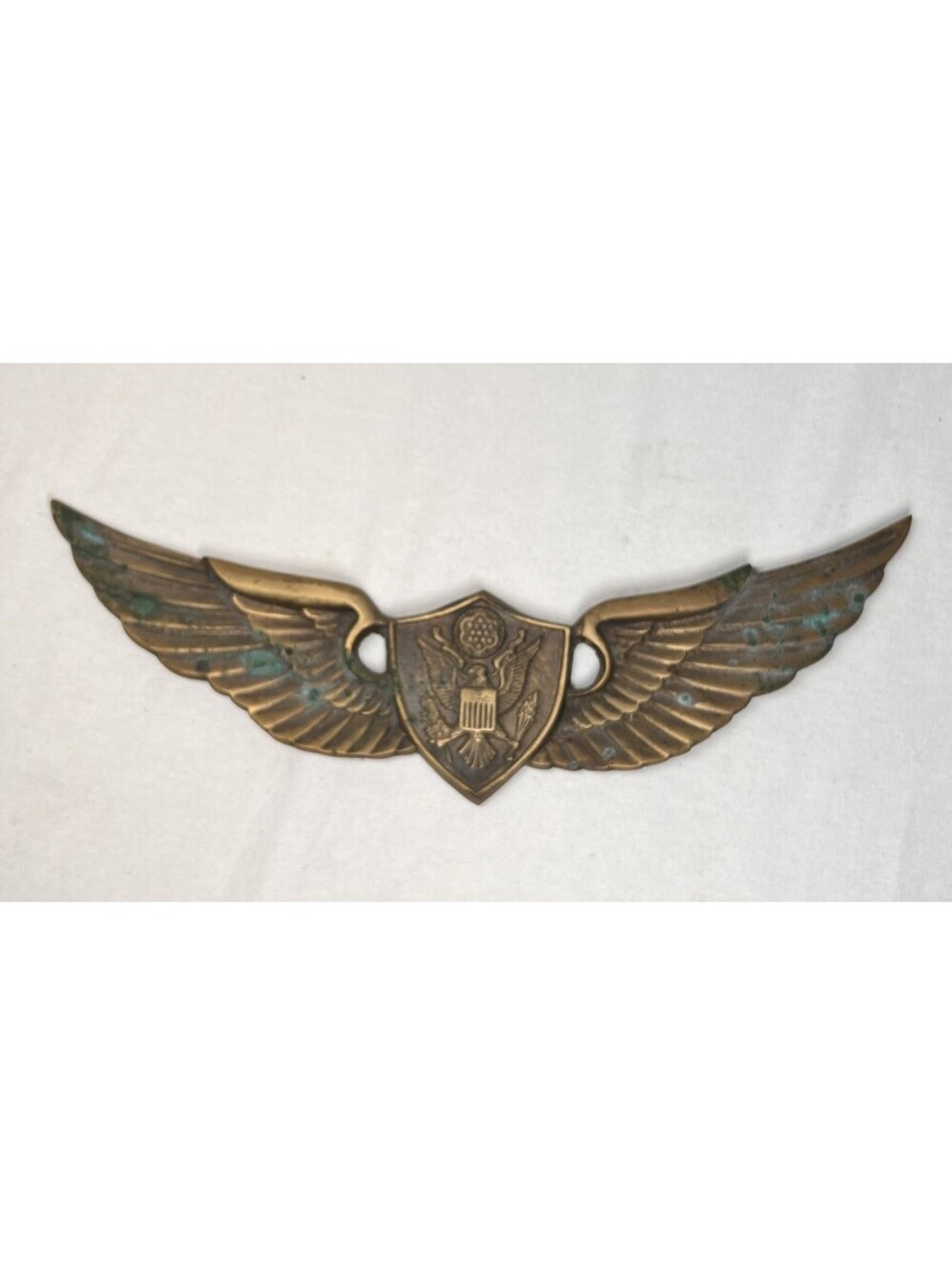 Vintage US Army Command Pilot Eagle Wings w/Arrows & Olive Branch Brass 16 in.